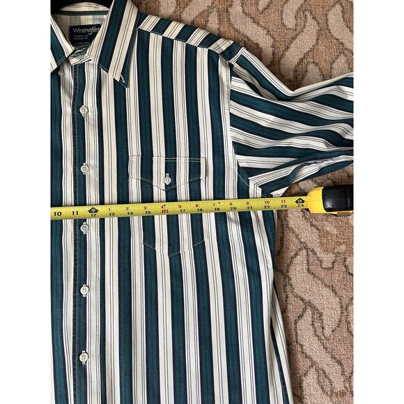 WRANGLER Vintage 90's Striped Cowboy Cut Reg Fit X-Long Tails Button Shirt 16x34 - Picture 12 of 13